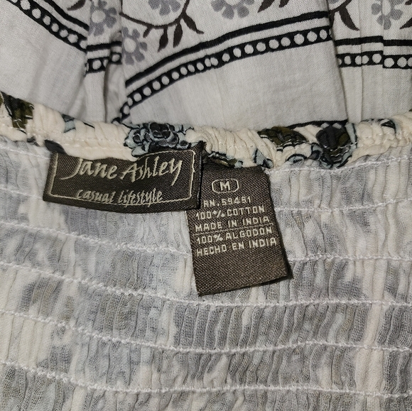 Jane Ashley Sleeveless Maxi Dress Medium White Green Vneck Prairie Floral Cotton - Picture 6 of 7